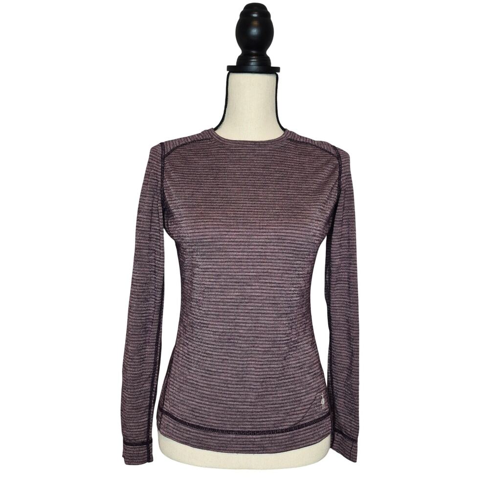 Smartwool Merino 250 Base Layer Pattern Crew Neck Top Purple Bordeaux Chevron S